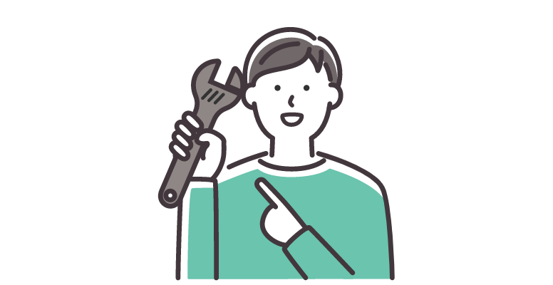 レンチを持っている人のイラスト